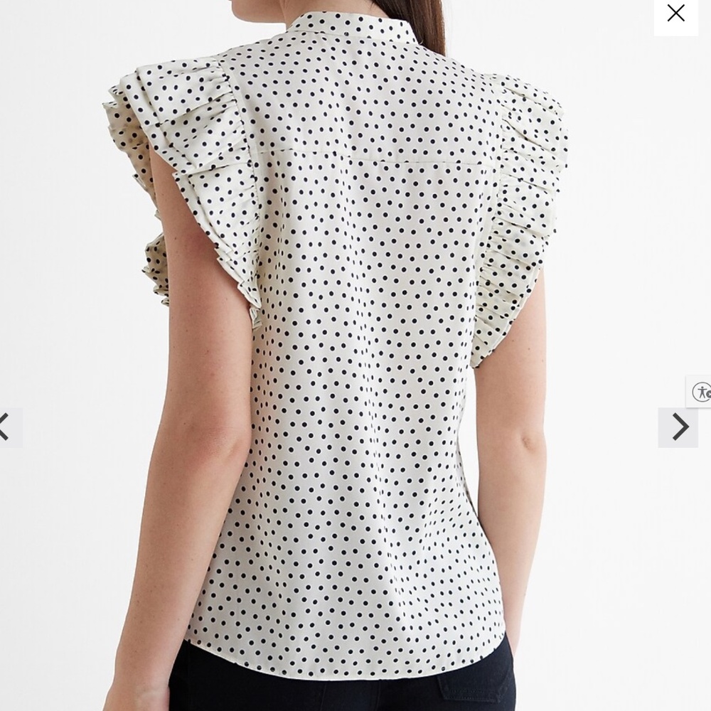 Express Polka Dot Flutter Sleeve Button Up Gramer… - image 4